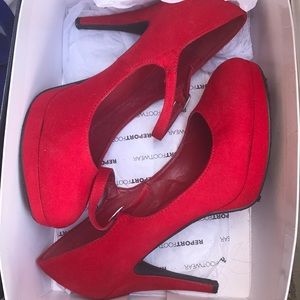 Red platform shoes